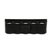 Black rubber mat with multiple circular holes on a white background