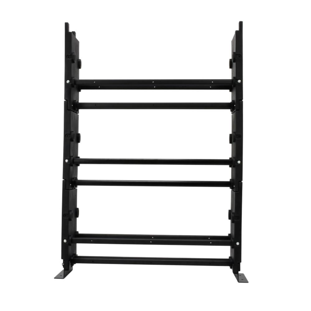 Black metal ladder shelf on a white background