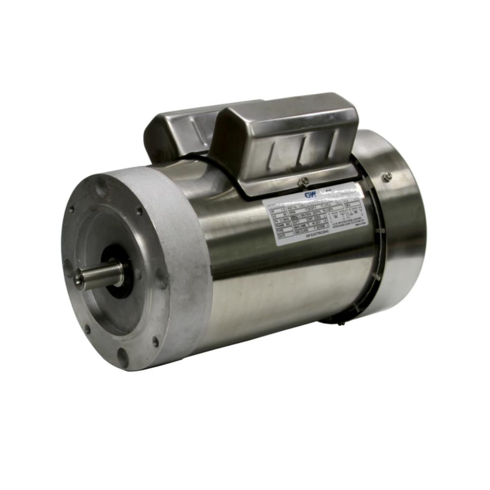 Stainless steel motor on a white background