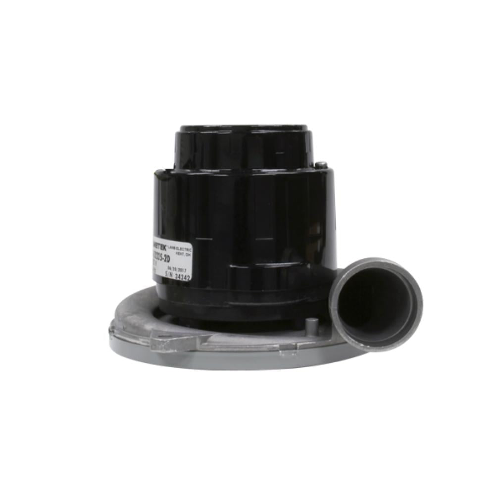 Black and gray mechanical component on a white background