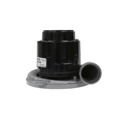Black and gray mechanical component on a white background