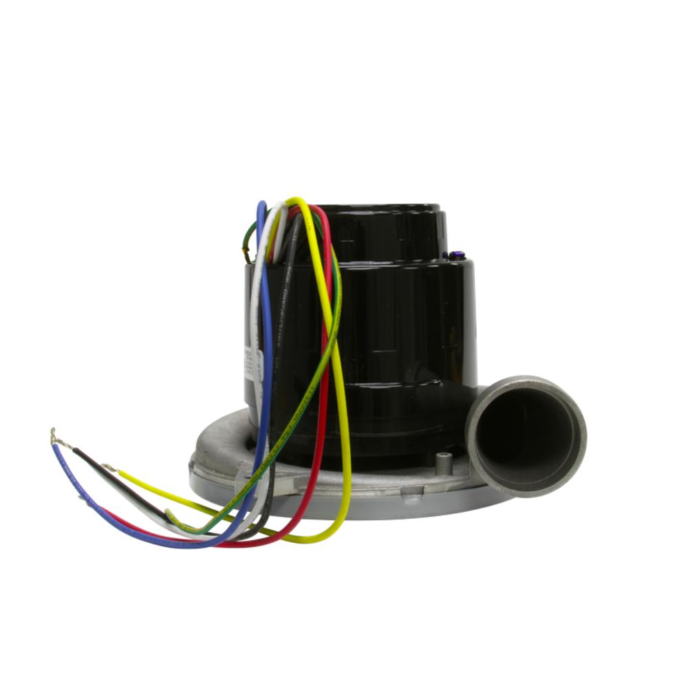 Black mechanical component with colorful wires on a white background