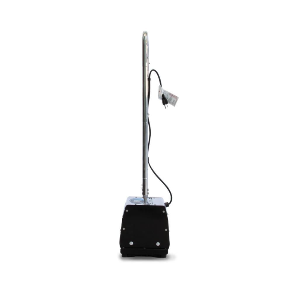 Black and silver lamp on a white background