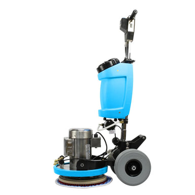 Blue floor polisher on a white background