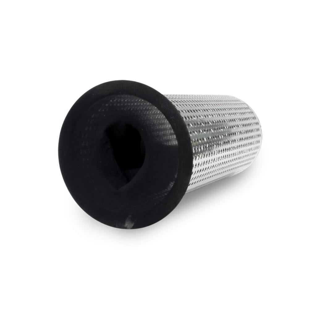 Cylindrical filter with black outer rim on a white background
