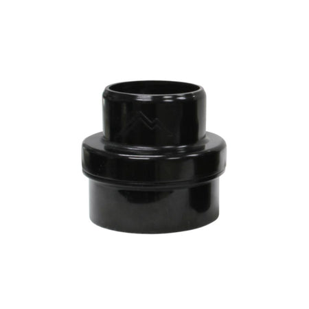 Black plastic fitting on a white background