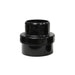 Black plastic fitting on a white background
