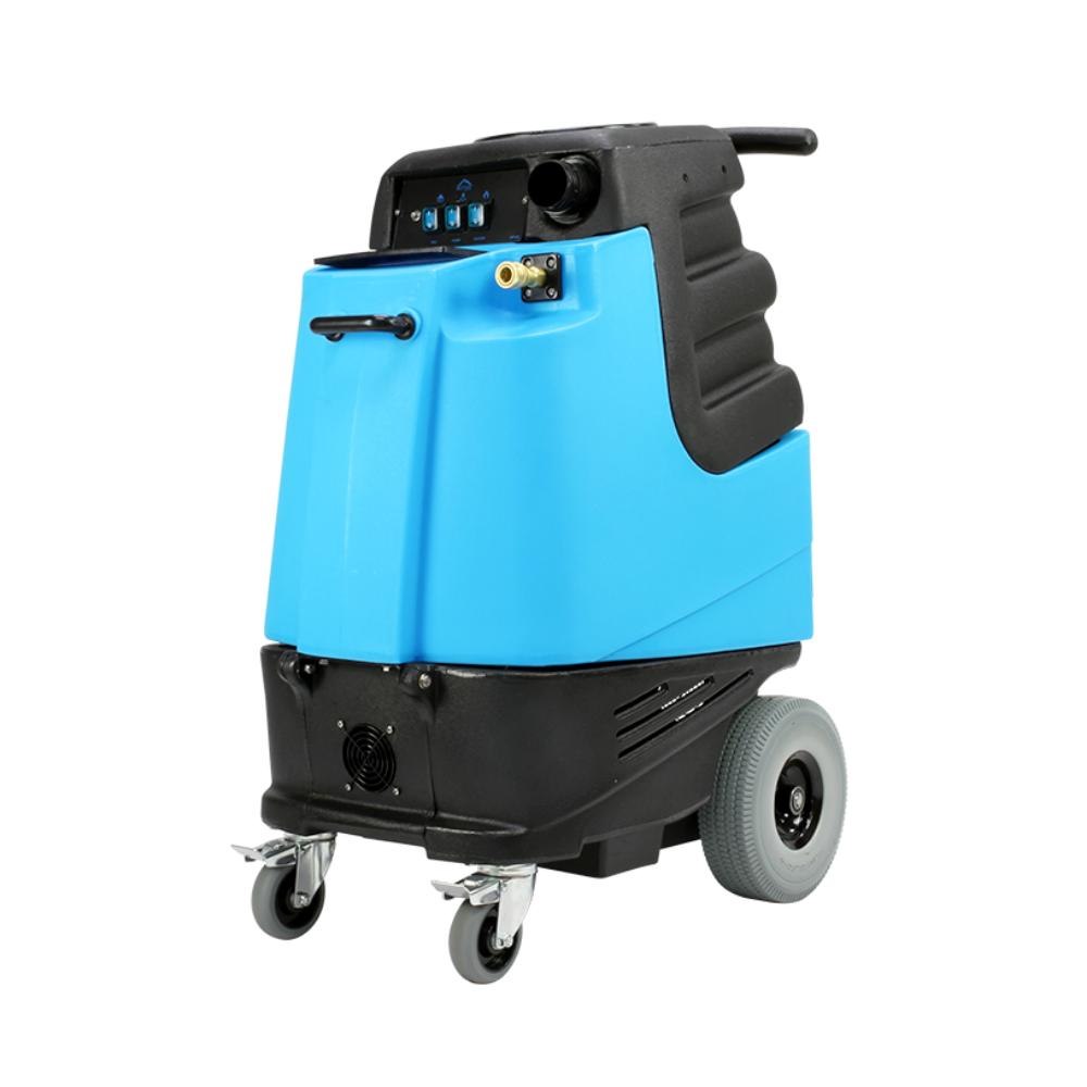 Blue and black cleaning machine on a white background