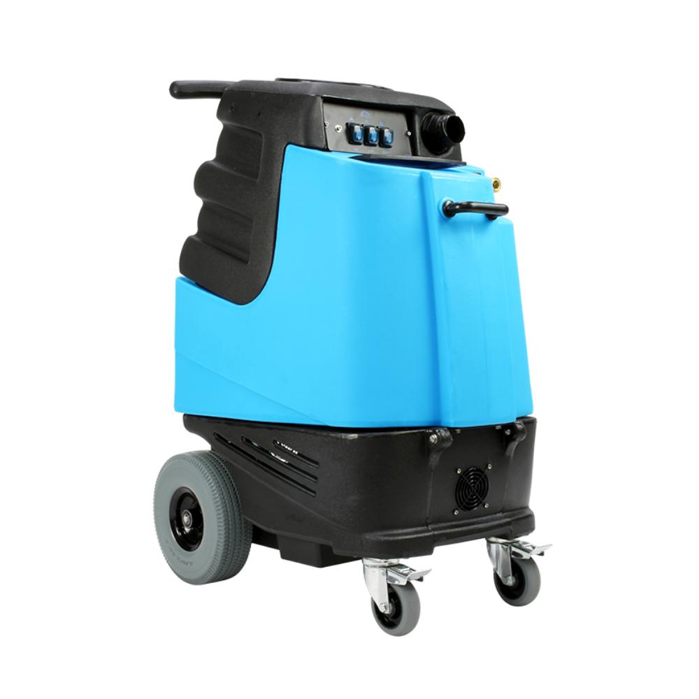 Blue and black cleaning machine on a white background
