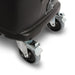 Close-up of office chair wheels on a white background