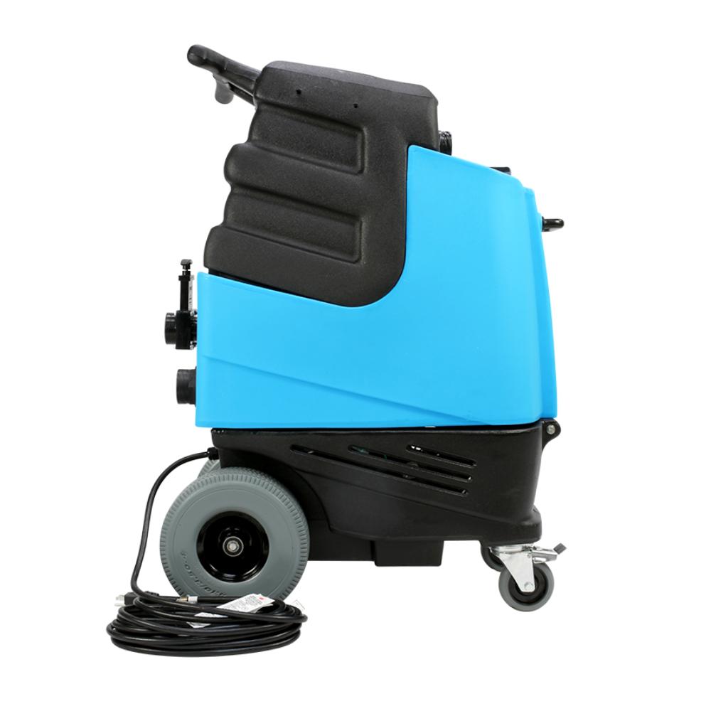Blue and black cleaning machine on a white background