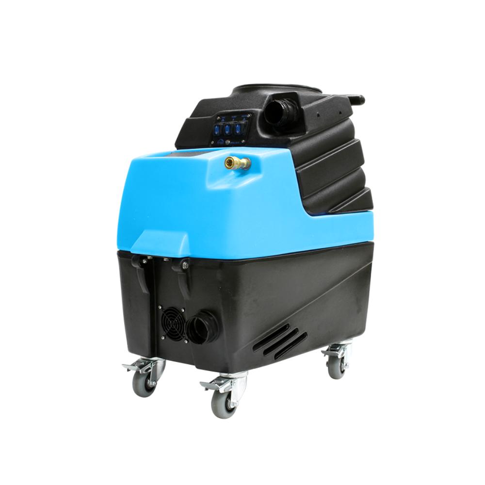 Blue and black industrial machine on a white background