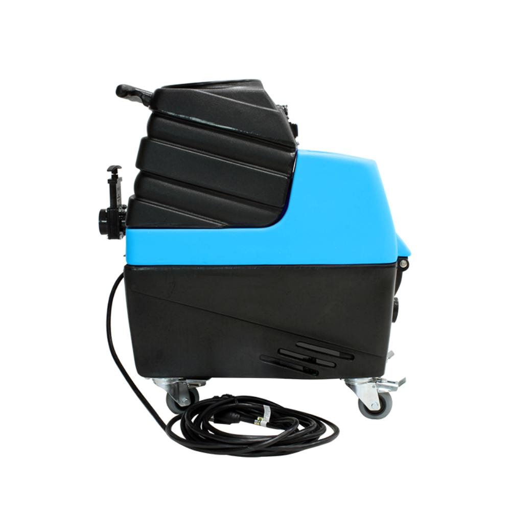 Blue and black machine on a white background