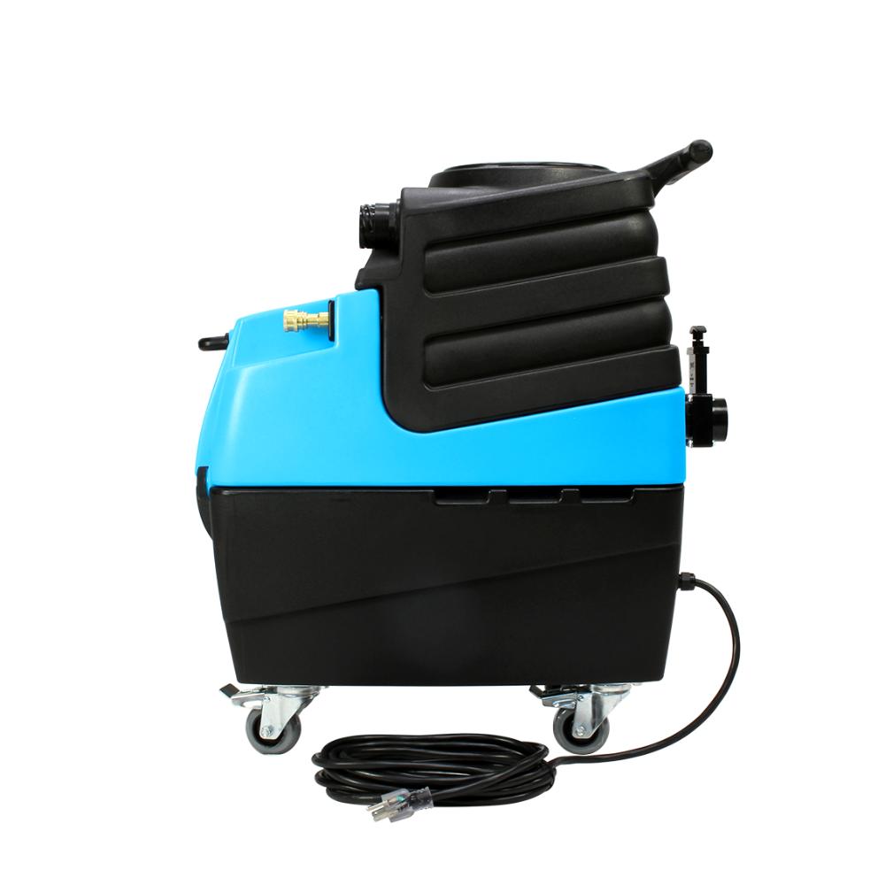 Blue and black industrial cleaning machine on a white background