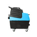 Black and blue industrial cleaning machine on a white background