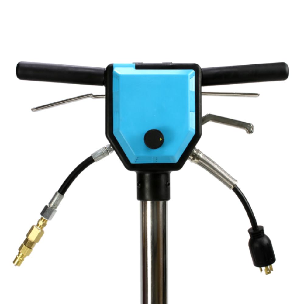 Mytee-TREX Pneumatic tool with blue display and multiple nozzles on a white background