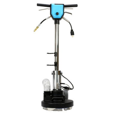 Mytee-TREX-JR-Rotary_Extractor with blue handle and metallic body on a white background