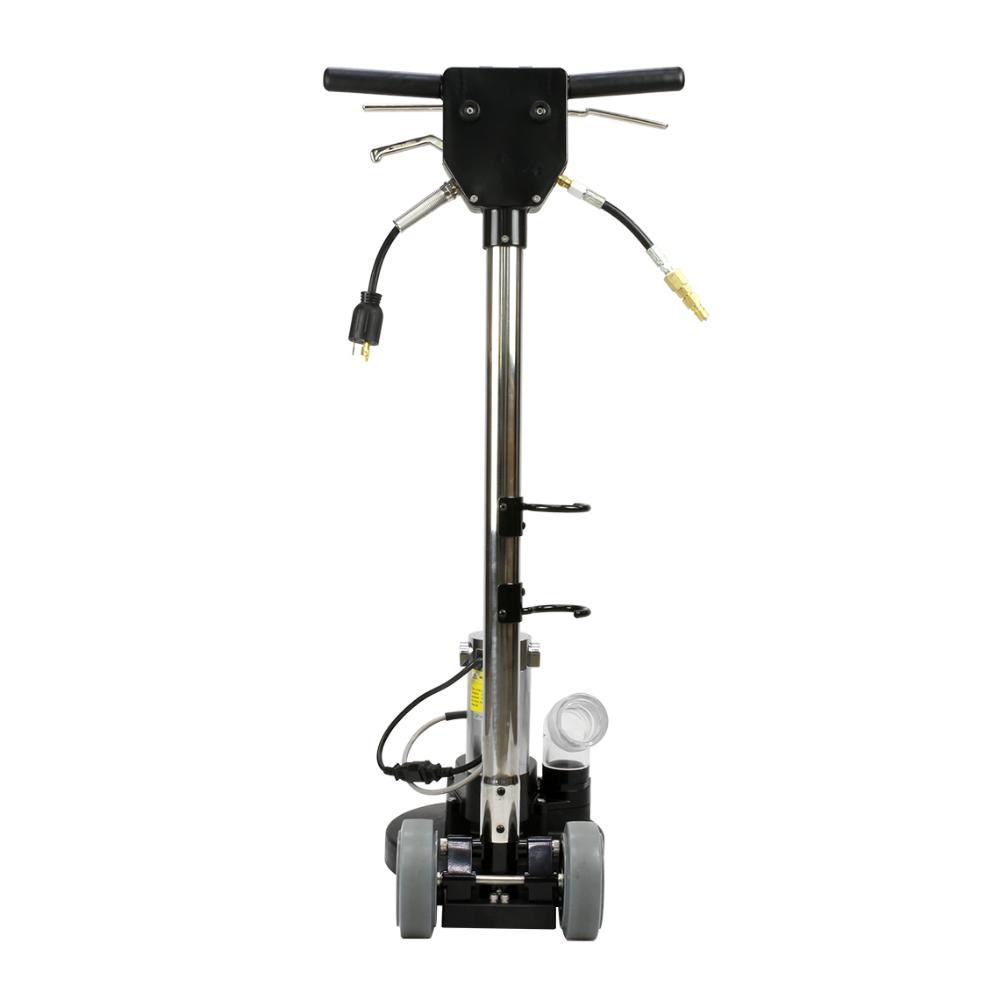 Mytee-TREX-JR-Rotary_Extractor Floor cleaning machine with a black handle and wheels on a white background