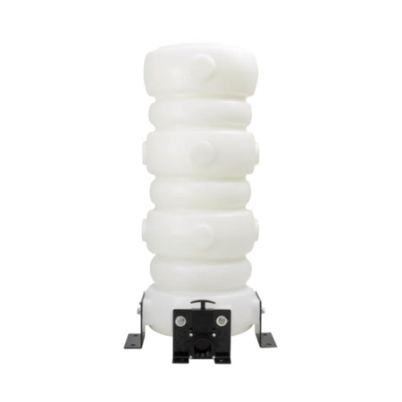 White inflatable tube with a black valve on a white background