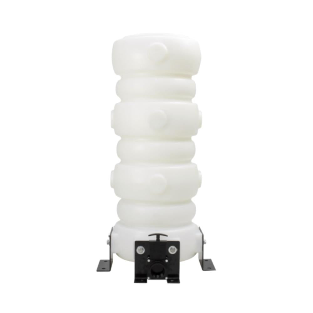 White inflatable tube with a black valve on a white background