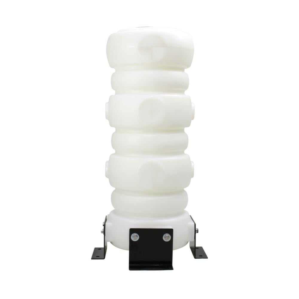 White inflatable cushion with black base on a white background