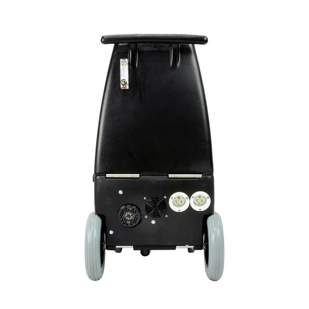 Mytee Breeze 105LX Auto Carpet Extractor Black rolling cart with wheels on a white background