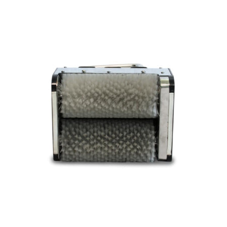Mytee_Shark_CRB Roller with textured surface and metallic frame on a white background