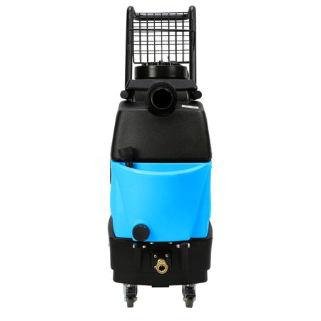 Blue and black cleaning machine on a white background