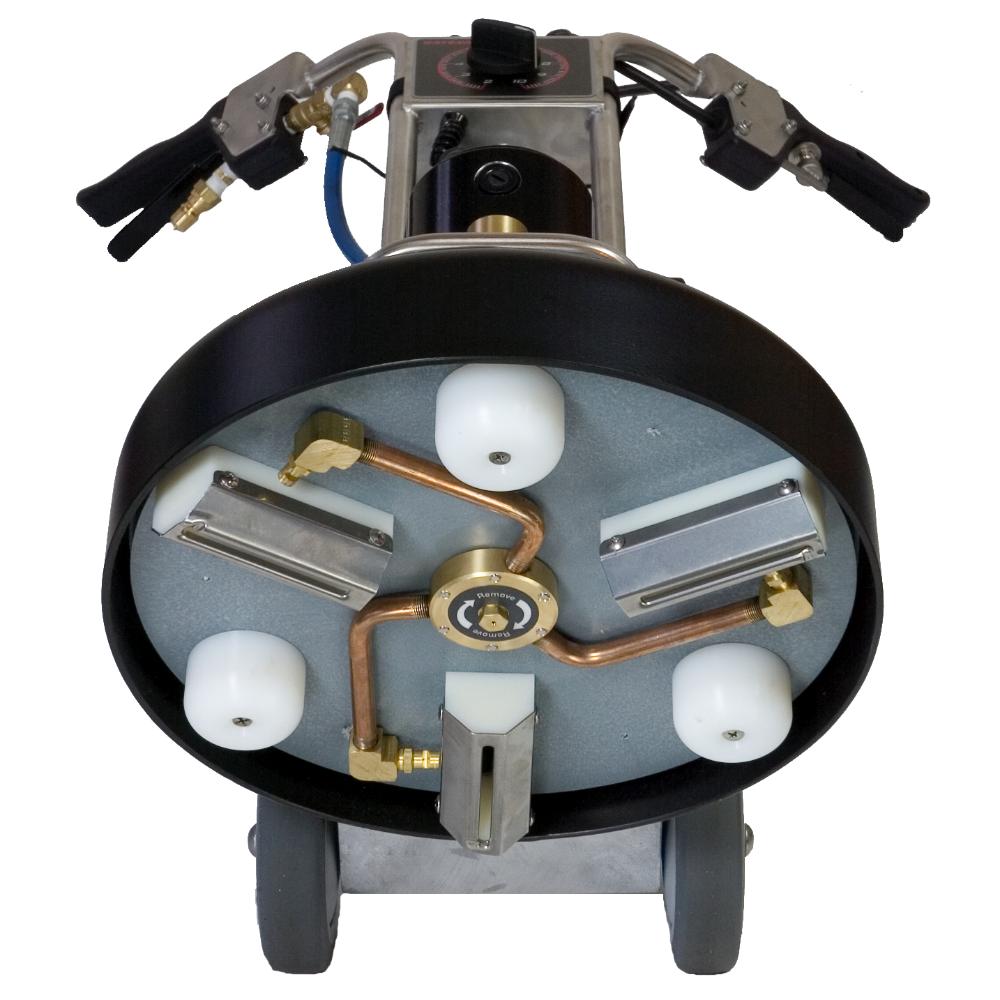 RotoVac-360i-bottom Mechanical device with various components on a white background