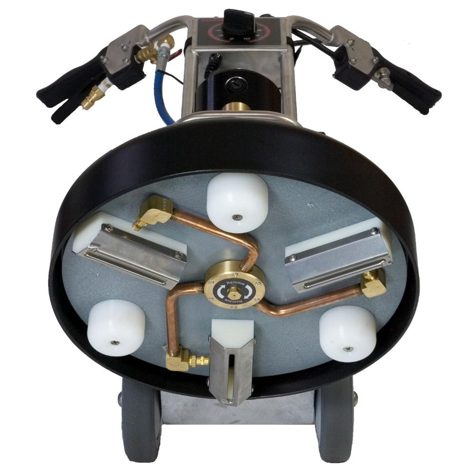 RotoVac-360i-bottom Mechanical device with various components on a white background