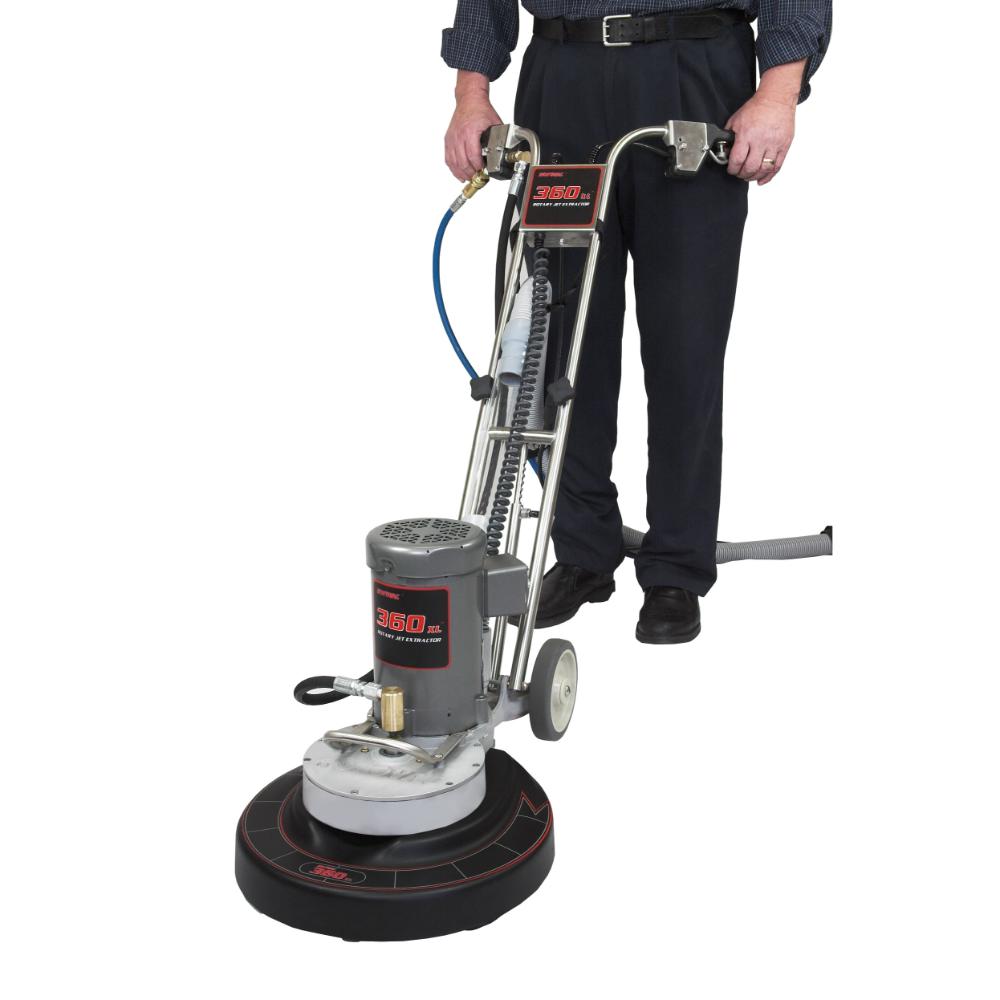 RotoVac360XL Person using a floor buffer on a white background