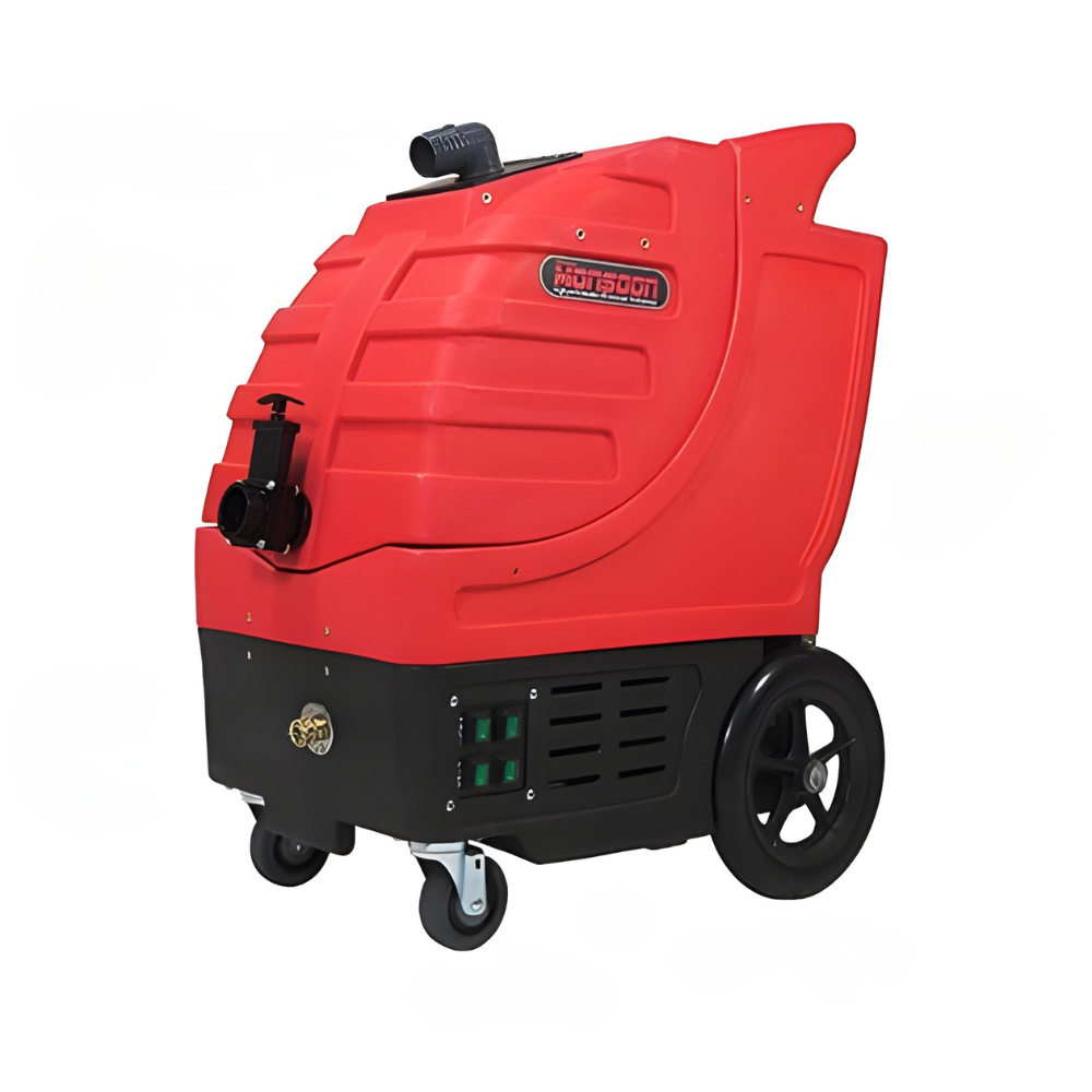 RotoVac Monsoon Hero Red and black industrial machine with a visible brand logo on a white background