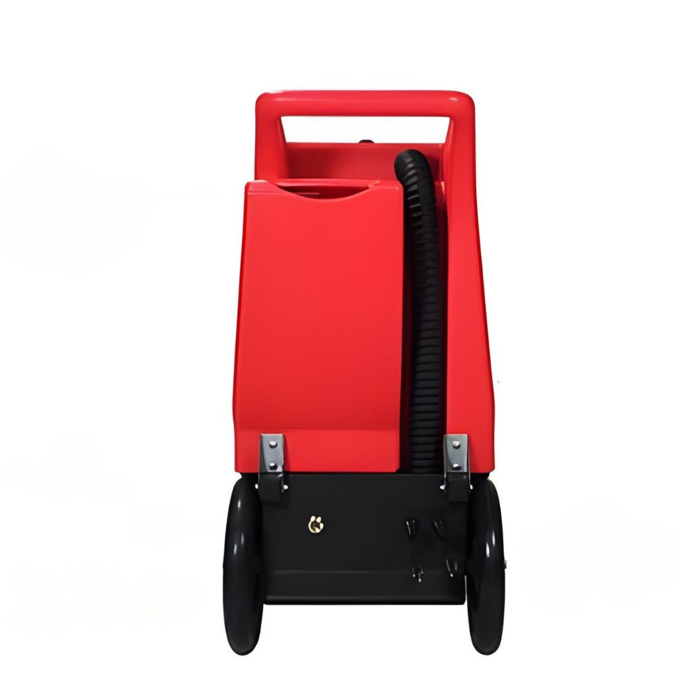 RotoVac Monsoon Rear Red pressure washer with black hose on a white background