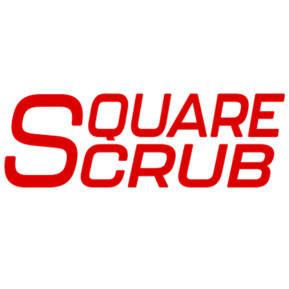 Red 'Square Scrub' logo on a white background