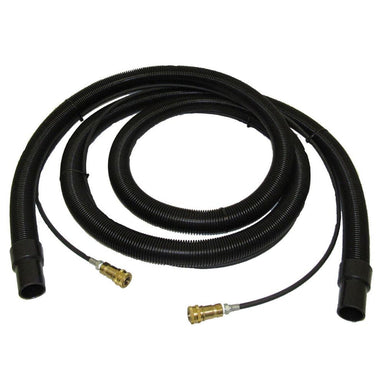 Black pressure and vacuum hose tubing rolled into a coil 