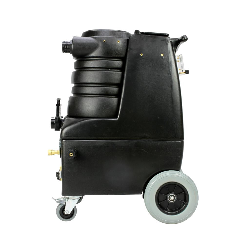 breeze carpet cleaner with heat Black industrial cleaning machine with wheels on a white background
