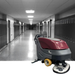 minuteman_e26 Floor cleaning machine in a school hallway with lockers on either side.