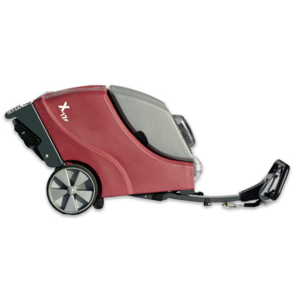 x17 carpet extractor laying on it's side